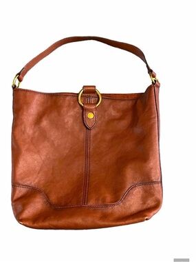 Frye Cognac Leather Shoulder Bag with Gold Ring